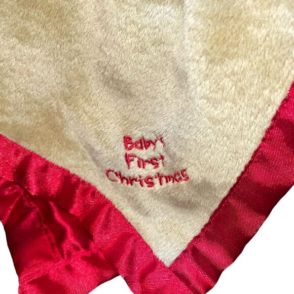 Baby Essentials Reindeer Lovey Security Blanket Rattle Satin 1st Christmas 14” - Picture 2 of 12